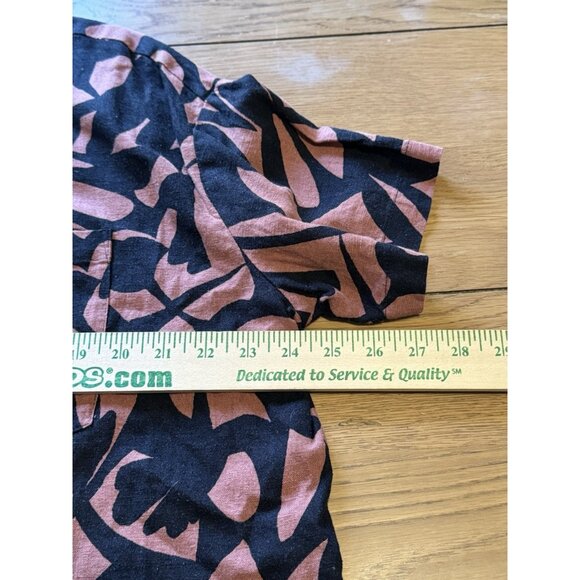 A New Day Linen Blend Blouse Top Size XL Floral Short Sleeve Button *Like New* - Picture 6 of 9